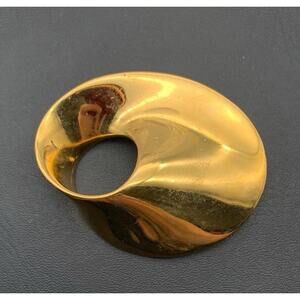 Vintage Monet Chunky Gold Tone Modernist Abstract Brooch Signed